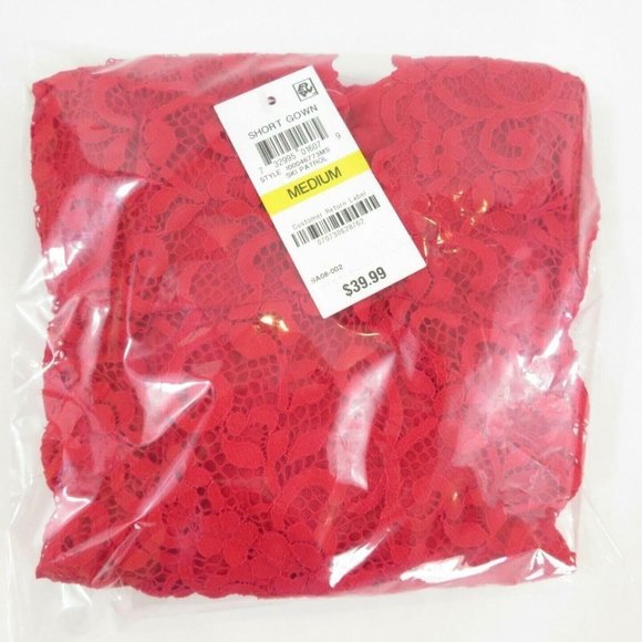 INC Women's Gown Red M Soft Knit Chemise Nightgown Lace Detail V-Neck Sleepwear - Picture 12 of 12